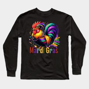 Chicken Beads Mardi Gras Funny Farming Men Women Long Sleeve T-Shirt